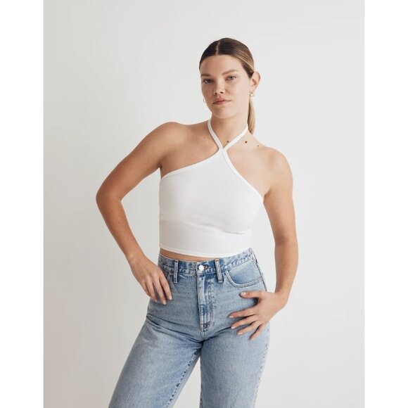 Madewell Tops - Madewell Tank Top M White Supima® Rib Halter Tank Top NEW